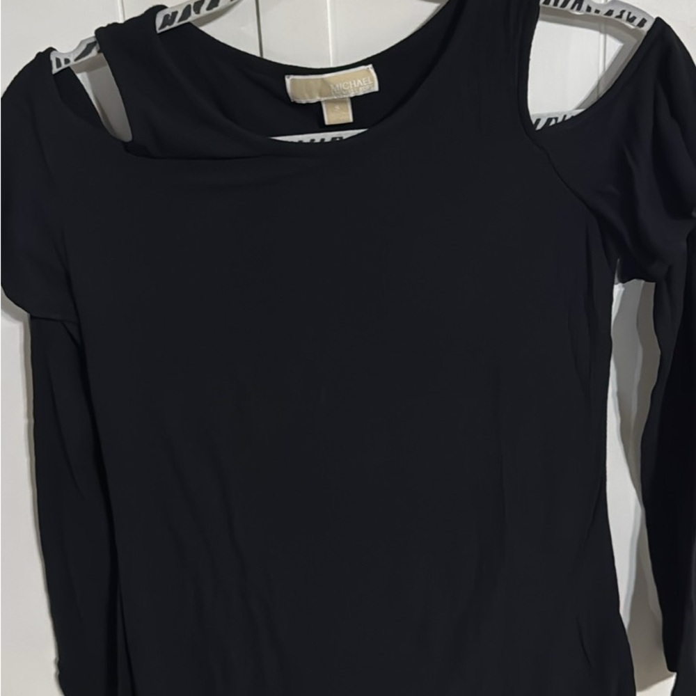 Michael Kors Black Cold Shoulder Top
